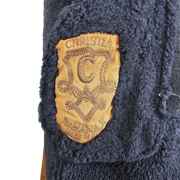 Christia Coat Brown Sheepskin Shearling Jacket Italy Bohemian Hippie Embroidered - Picture 3 of 16
